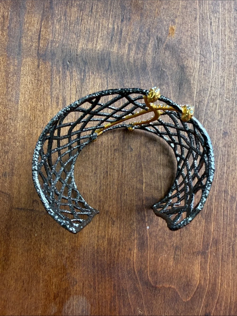 Vintage Alexis Bittar Pave-Accented Woven Cuff